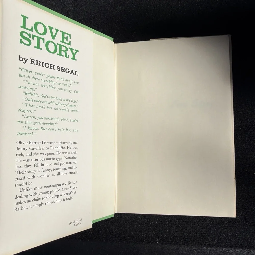 Love Story ~ Erich Segal ~ Vintage 1970 HCDJ 1st/1st ~ Romance ~ Harper & Row